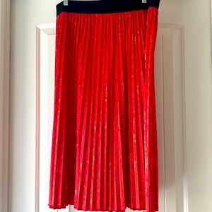 Lularoe Jill Crushed Velvet Coral Pleated Skirt EUC
